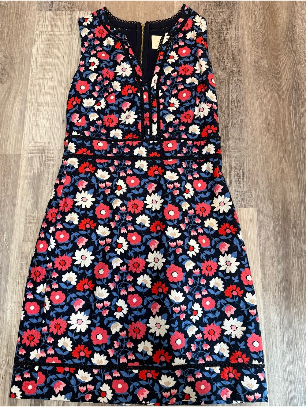 kate spade Navy Floral Embroidered Sleeveless Mini Dress